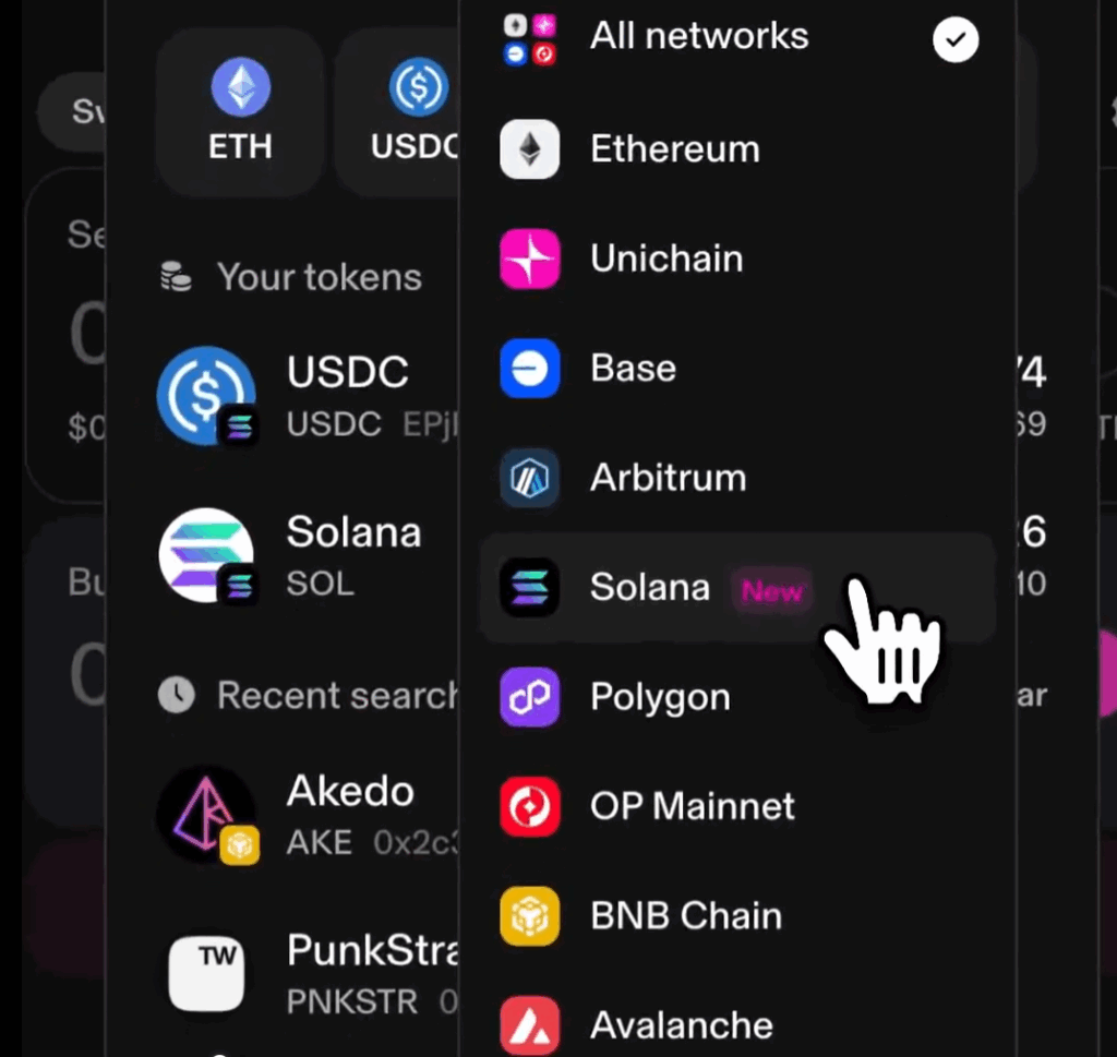 tabla que muestra la lista de cadenas que soporta Uniswap.